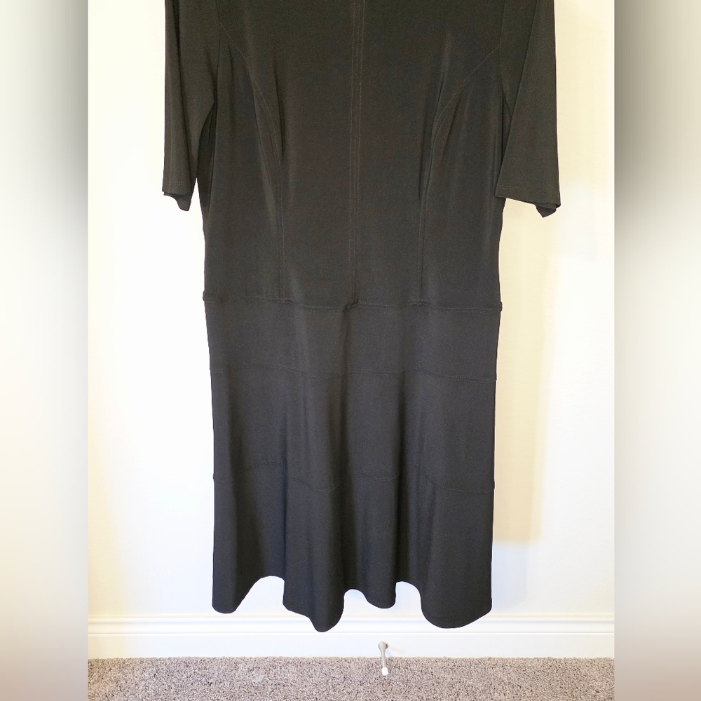 Anne Klein Black Midi Dress Size 14 Classic Fit & Flare Career Cocktail - Picture 7 of 14
